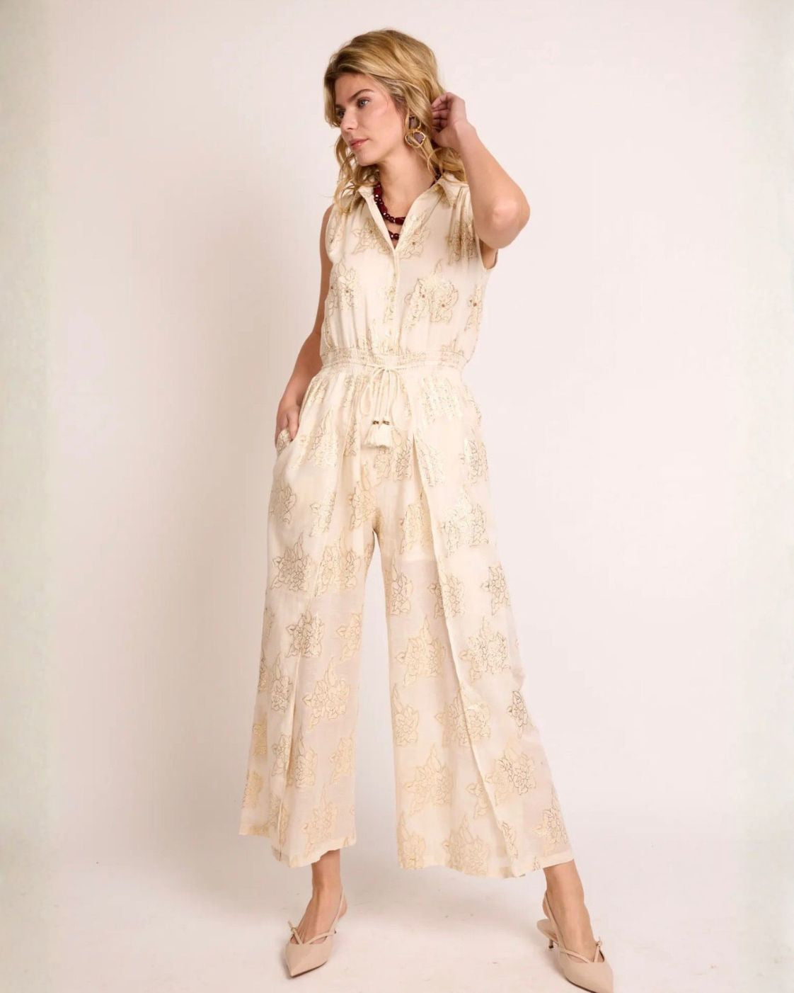Luna Grace - Boho Cotton Jumpsuit | Cream | Comfortable & Stylish