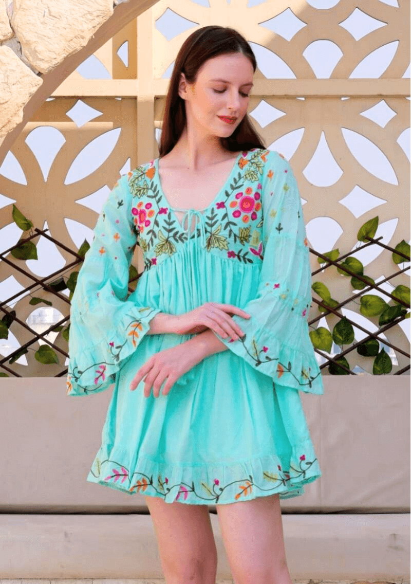 Vestido “Alma Libre” de Bordado Floral - Sufi Boho