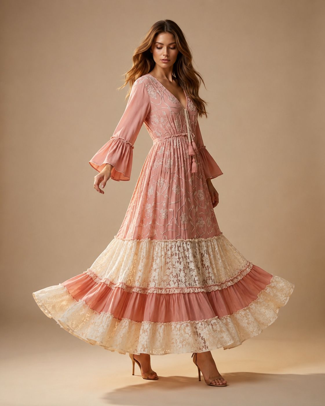 Bohemian Soul – Maxi Dress with Lace and Embroidery | Free and Elegant
