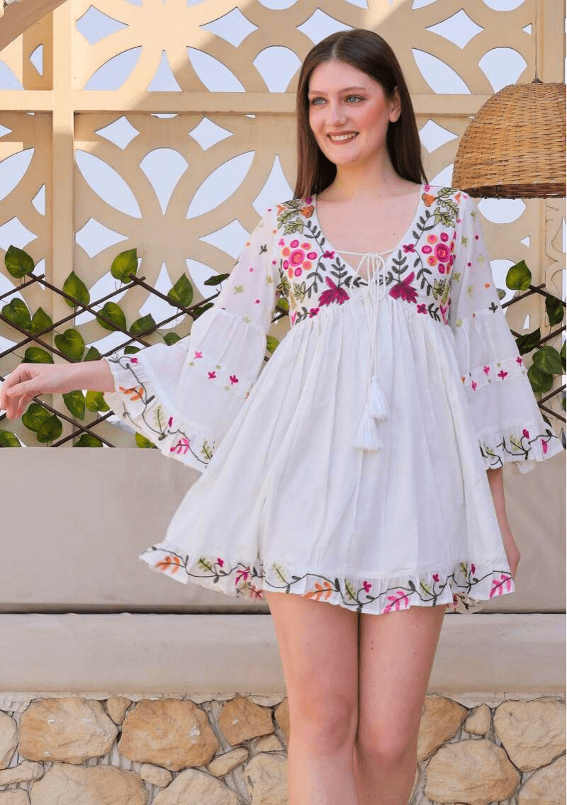 Vestido “Alma Libre” de Bordado Floral - Sufi Boho