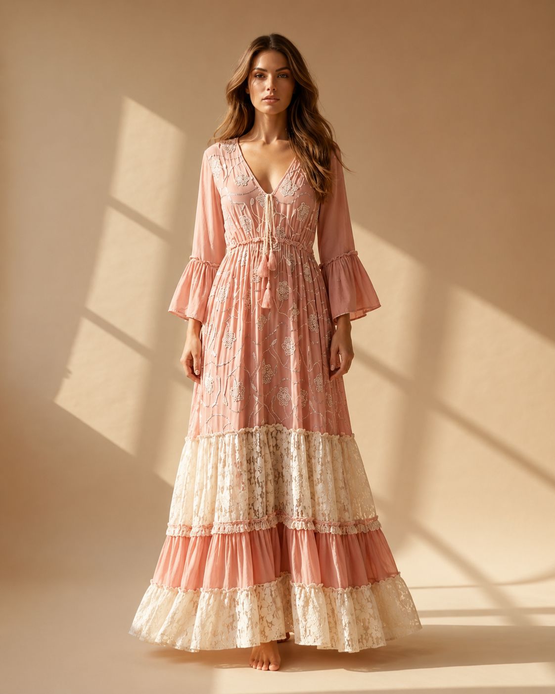 Bohemian Soul – Maxi Dress with Lace and Embroidery | Free and Elegant