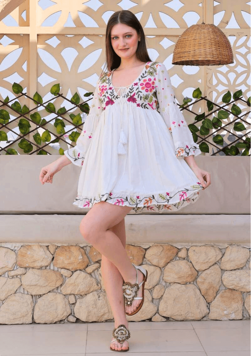 Vestido “Alma Libre” de Bordado Floral - Sufi Boho