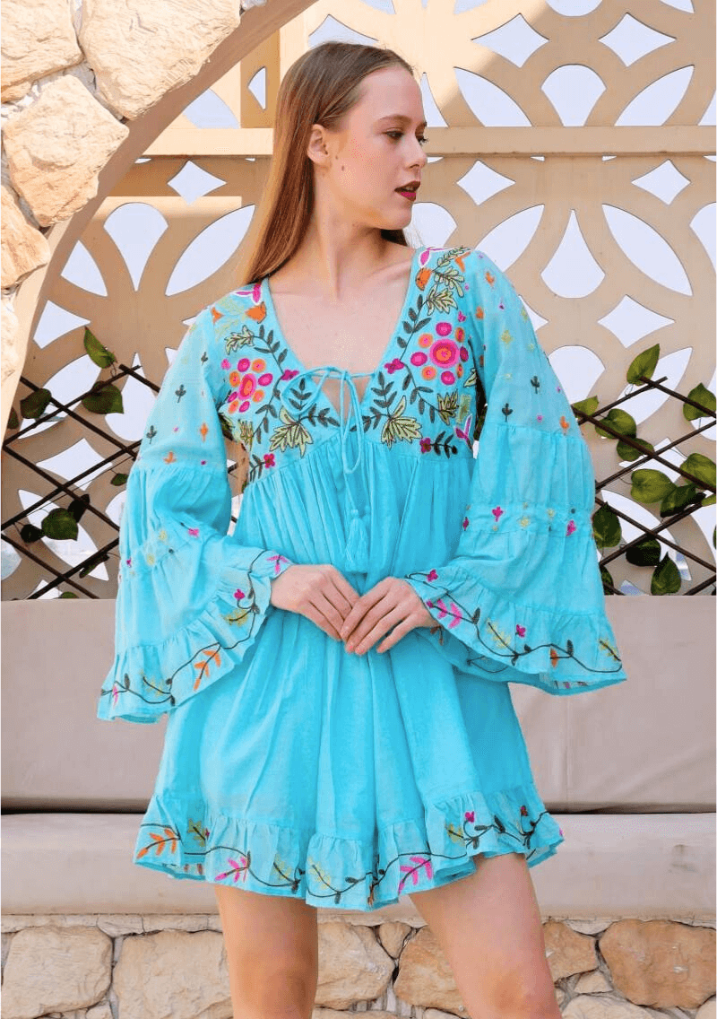 Vestido “Alma Libre” de Bordado Floral - Sufi Boho