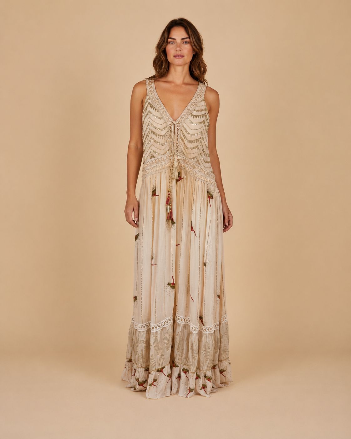 Noira – Boho Embroidered Maxi Dress for Parties | Elegant Straps