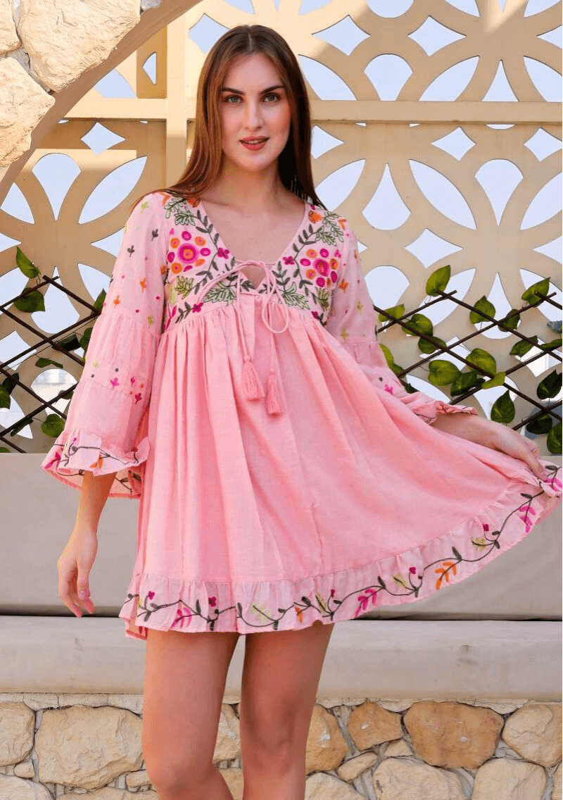 Vestido “Alma Libre” de Bordado Floral - Sufi Boho