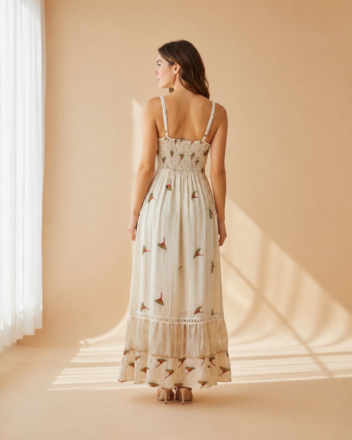 Noira – Boho Embroidered Maxi Dress for Parties | Elegant Straps