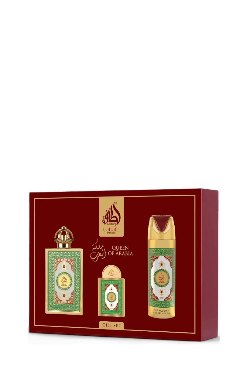 Lattafa Queen of Arabia Gift Set for Women – Eau de Parfum 100 ml + 20 ml + Deodorant 200 ml