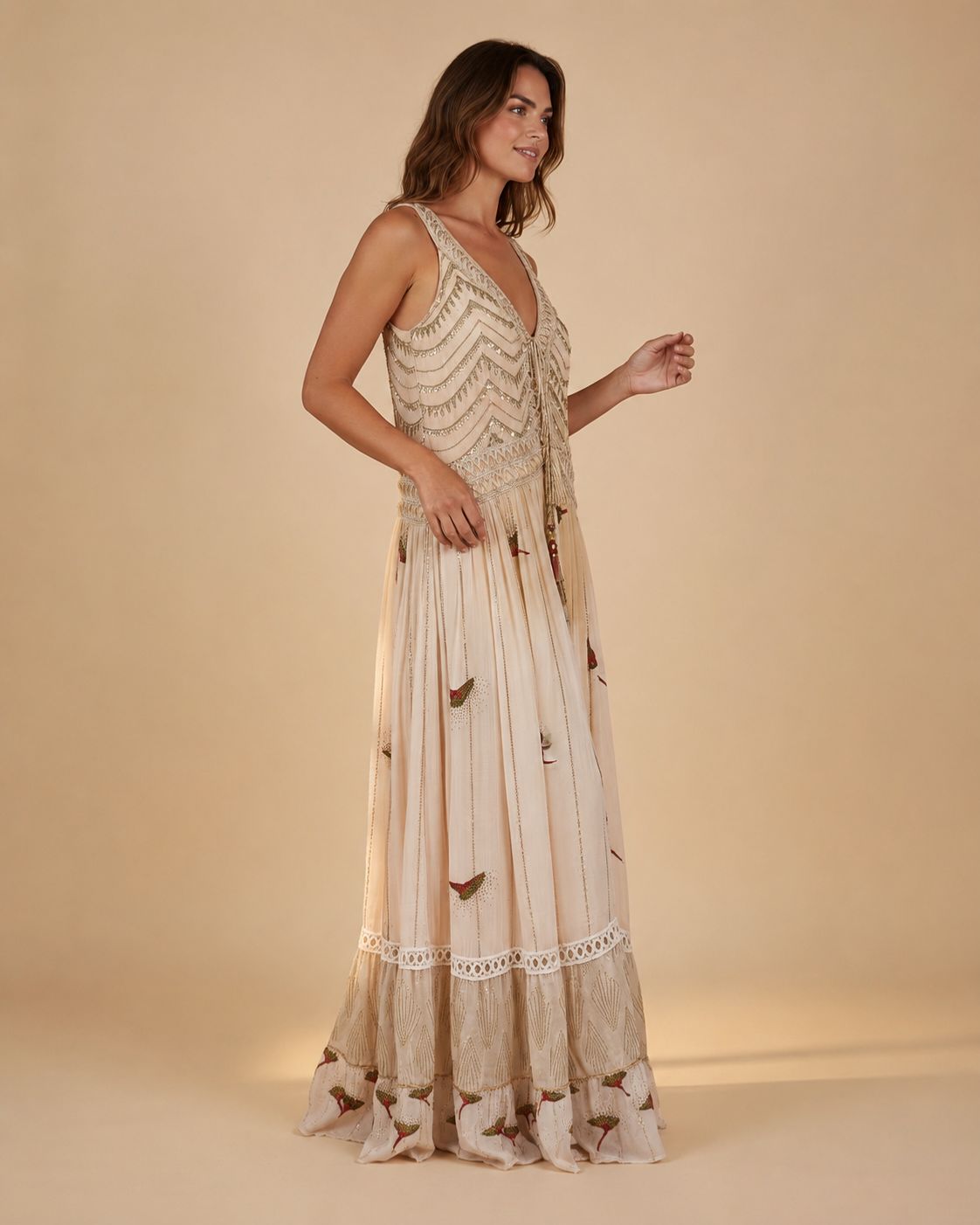 Noira – Boho Embroidered Maxi Dress for Parties | Elegant Straps