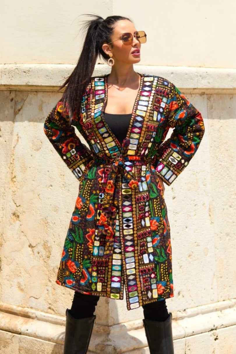 Abrigo Largo Espejos Boho Étnico