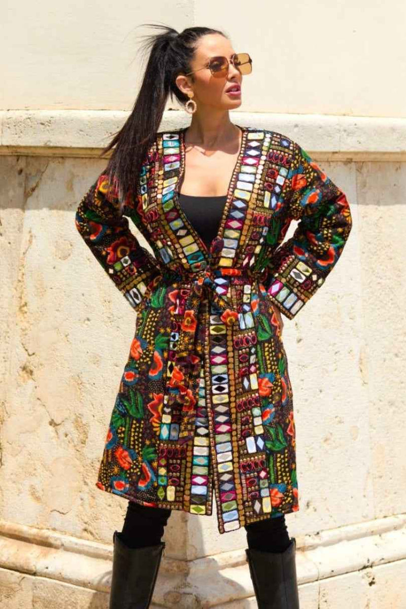 Abrigo Largo Espejos Boho Étnico