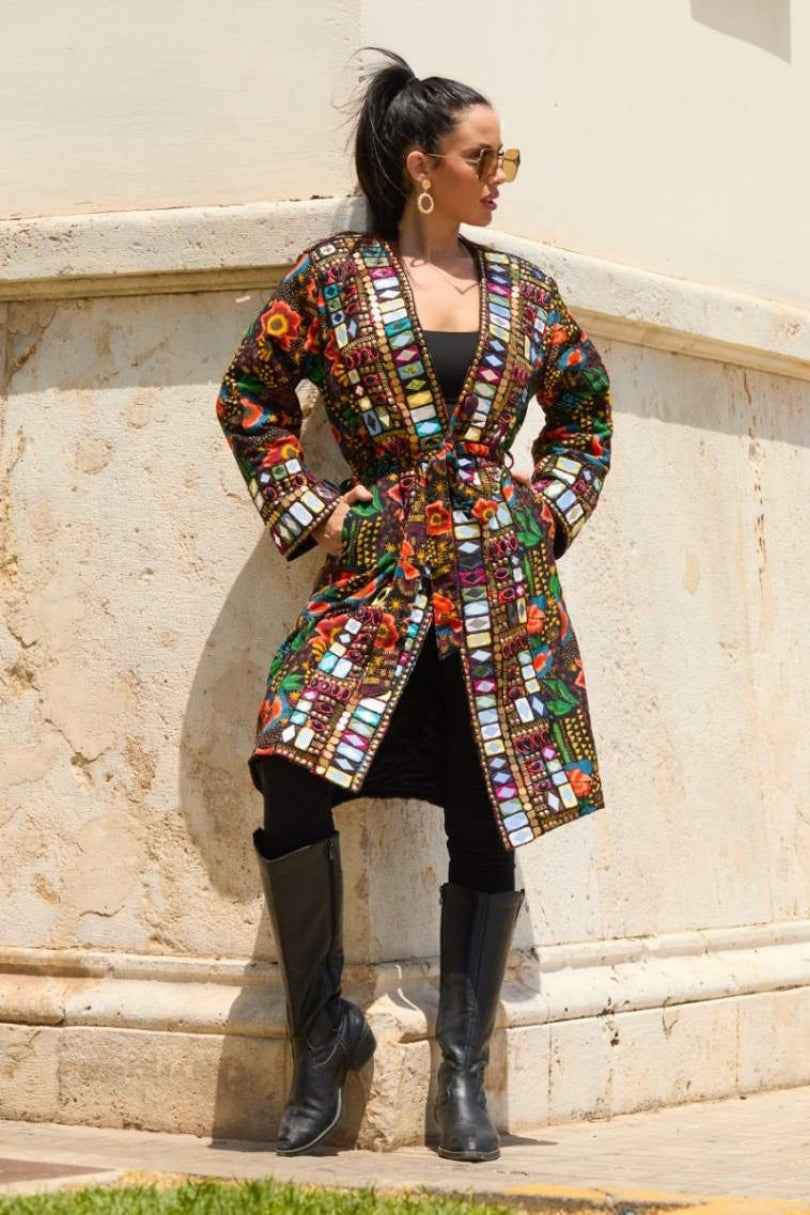 Abrigo Largo Espejos Boho Étnico