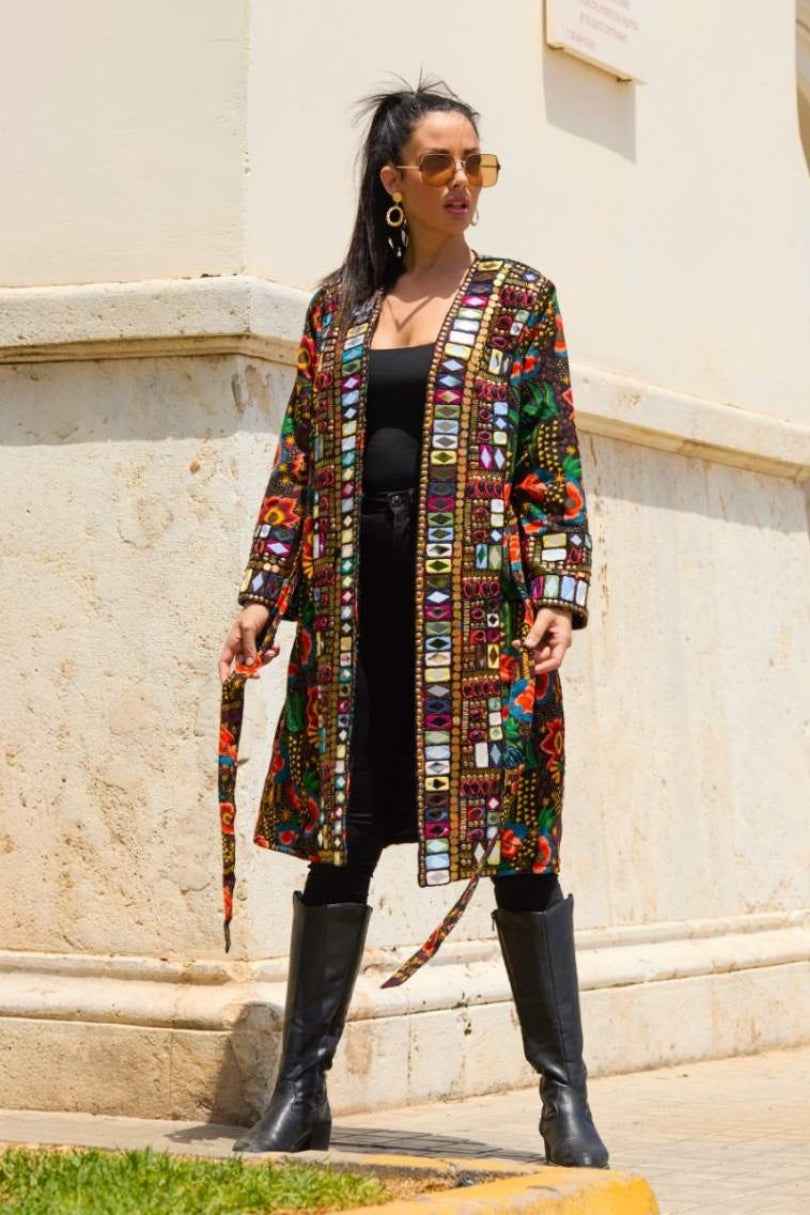 Abrigo Largo Espejos Boho Étnico