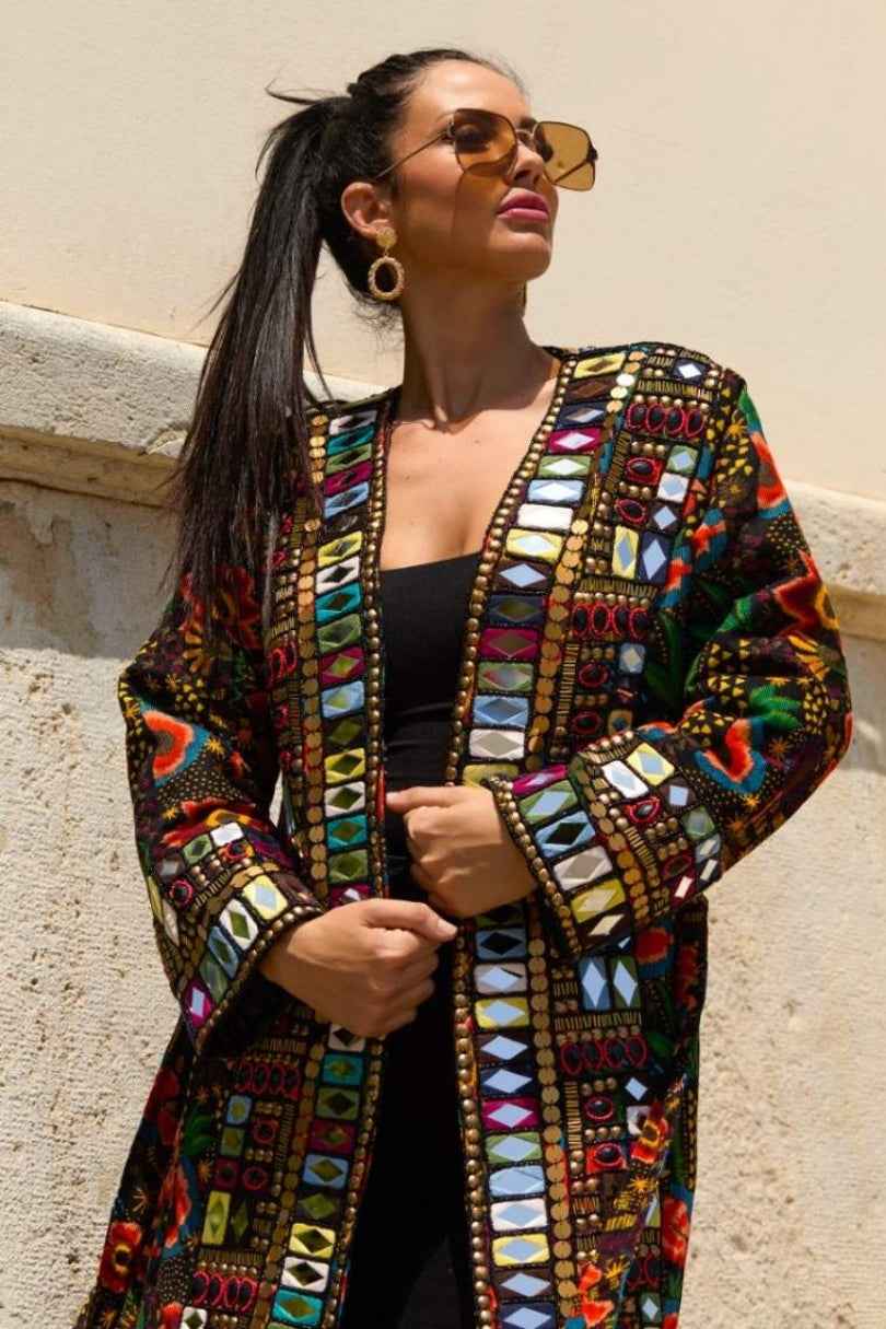 Abrigo Largo Espejos Boho Étnico