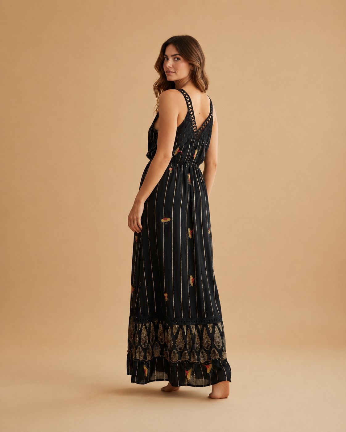 Noira – Boho Embroidered Maxi Dress for Parties | Elegant Straps