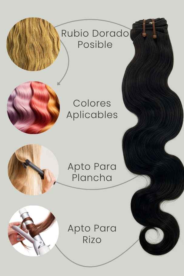 Extensiones de Cabello Natural Remy Ondulado Cosido 30 cm (12”) Virgin Hair