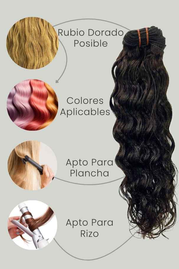 Extensiones de Cabello Natural Remy Rizado Cosido 40 cm (16”) Virgin Hair