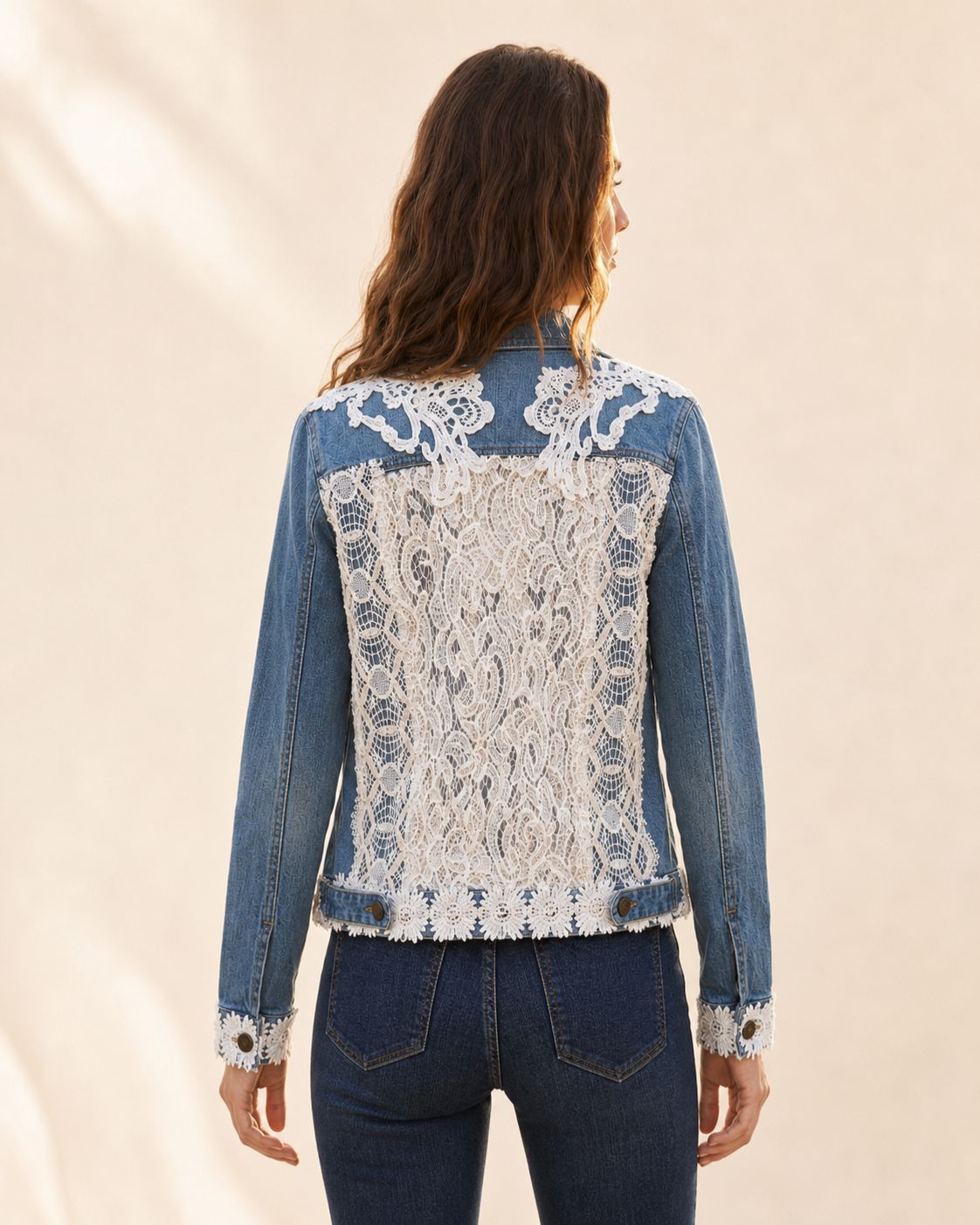 Luna Lace - Bohemian Denim Jacket with Lace | Spirit Blue | Artisan Denim