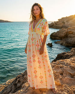 Ibiza Style Cream Boho Maxi Dress – Ibiza Arena