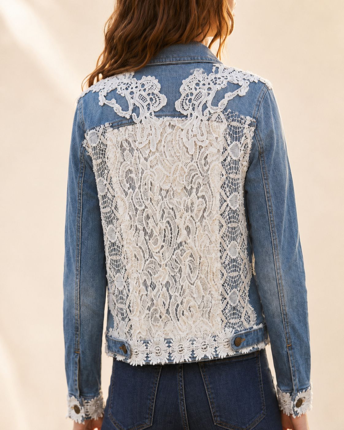 Luna Lace - Bohemian Denim Jacket with Lace | Spirit Blue | Artisan Denim