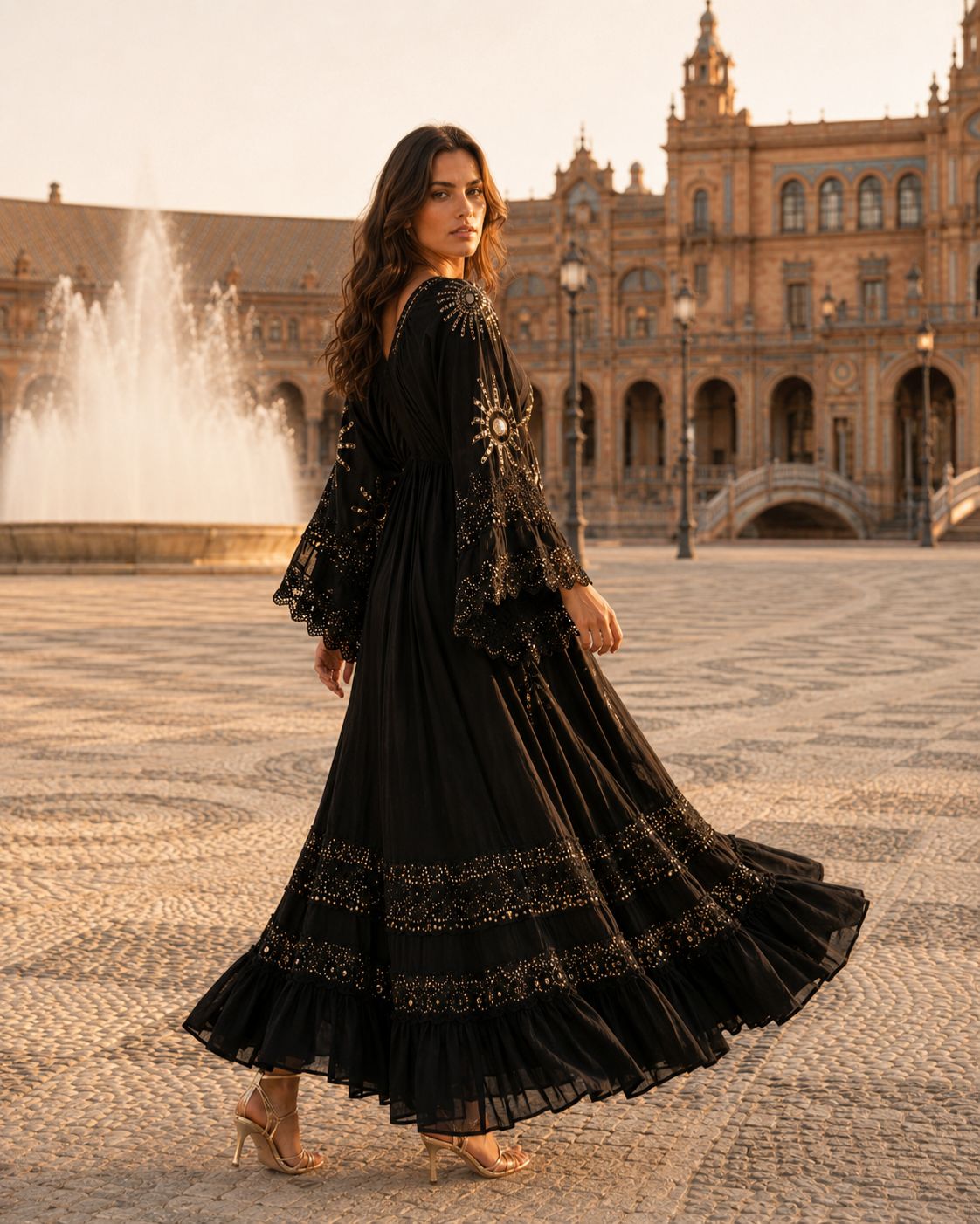 Luz de Marfil – Boho Maxi Dress with Gold Embroidery | Parties & Weddings