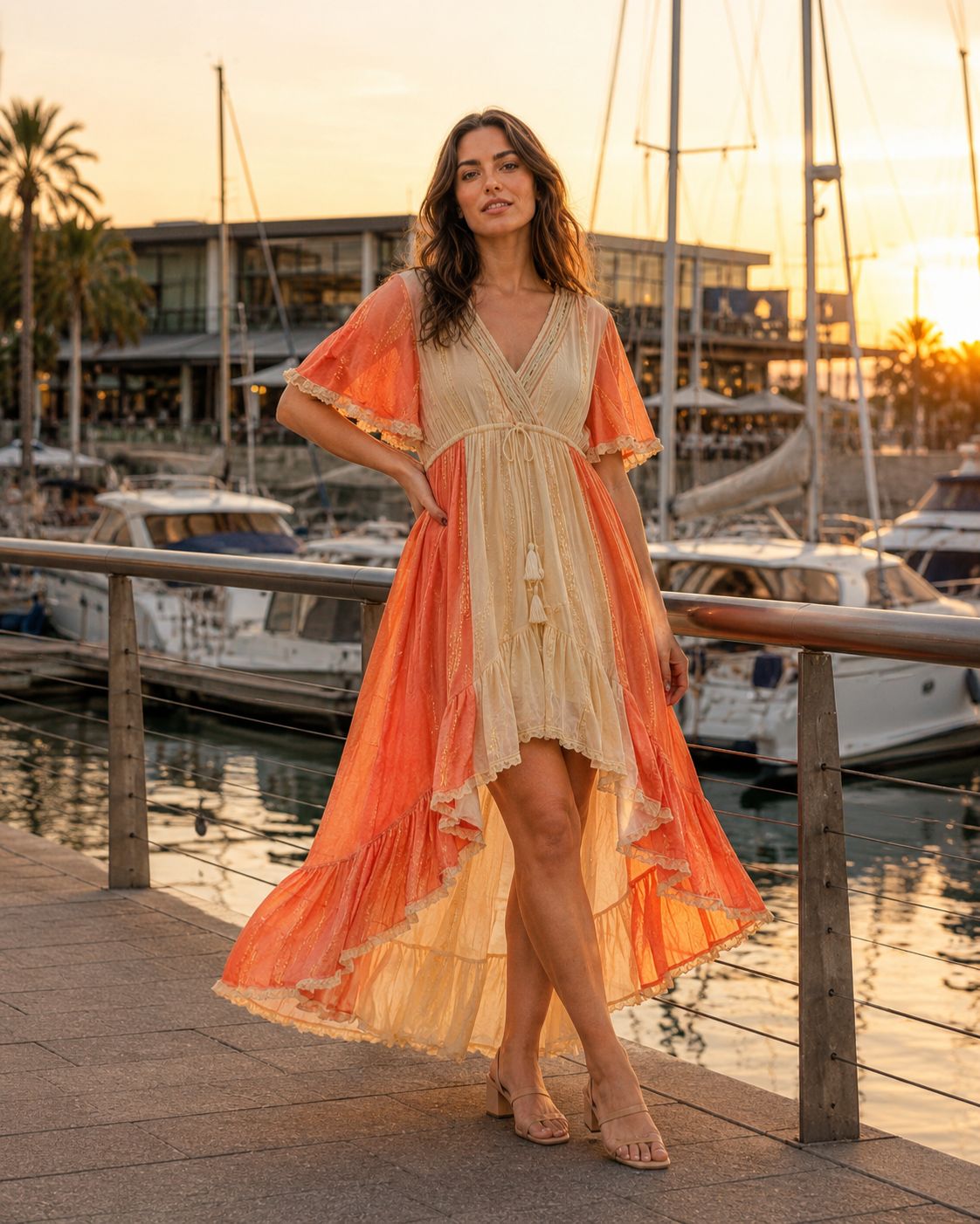 Solara – Vestido Boho Bordado Asimétrico | Colores Vivos de Verano
