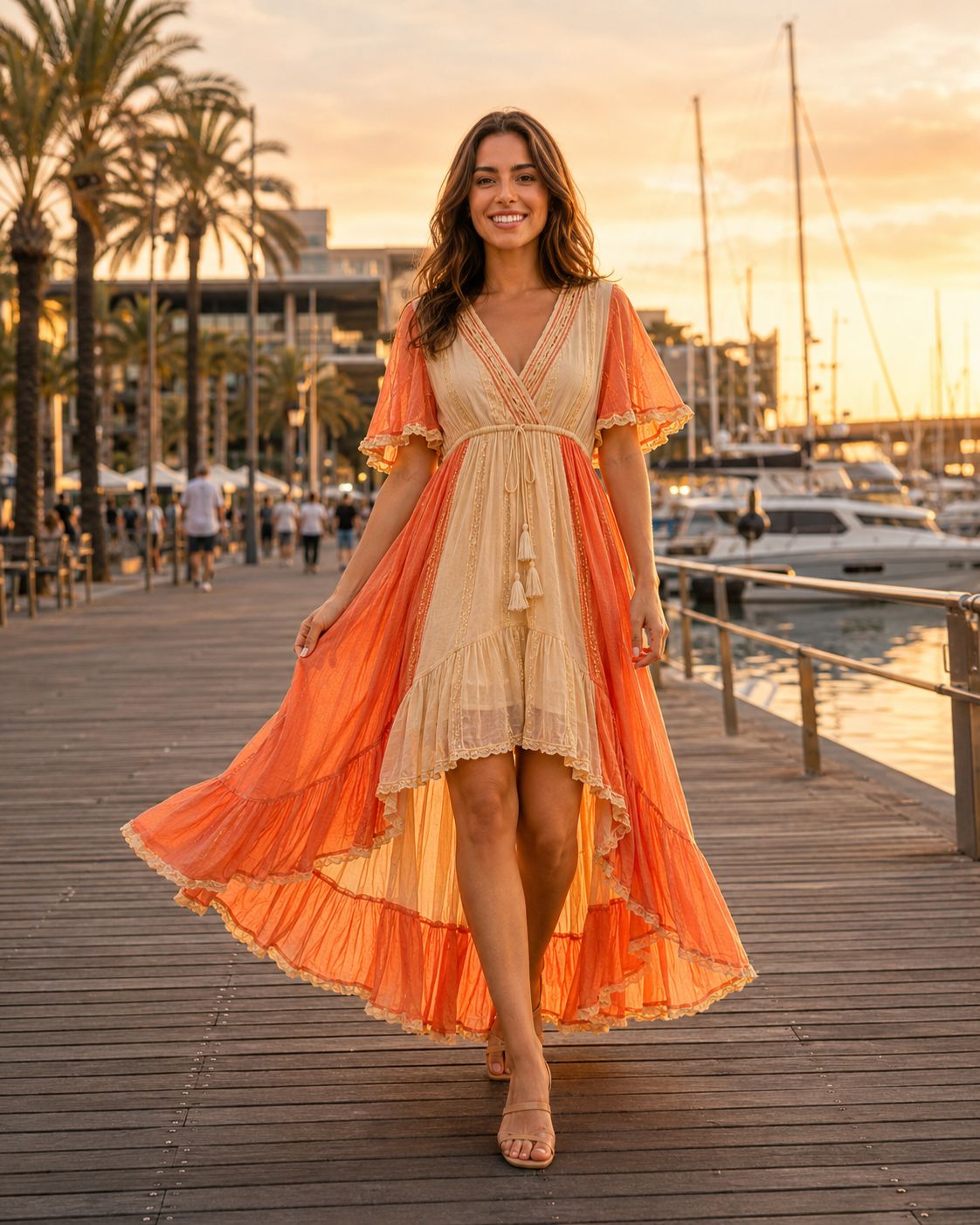 Solara – Vestido Boho Bordado Asimétrico | Colores Vivos de Verano