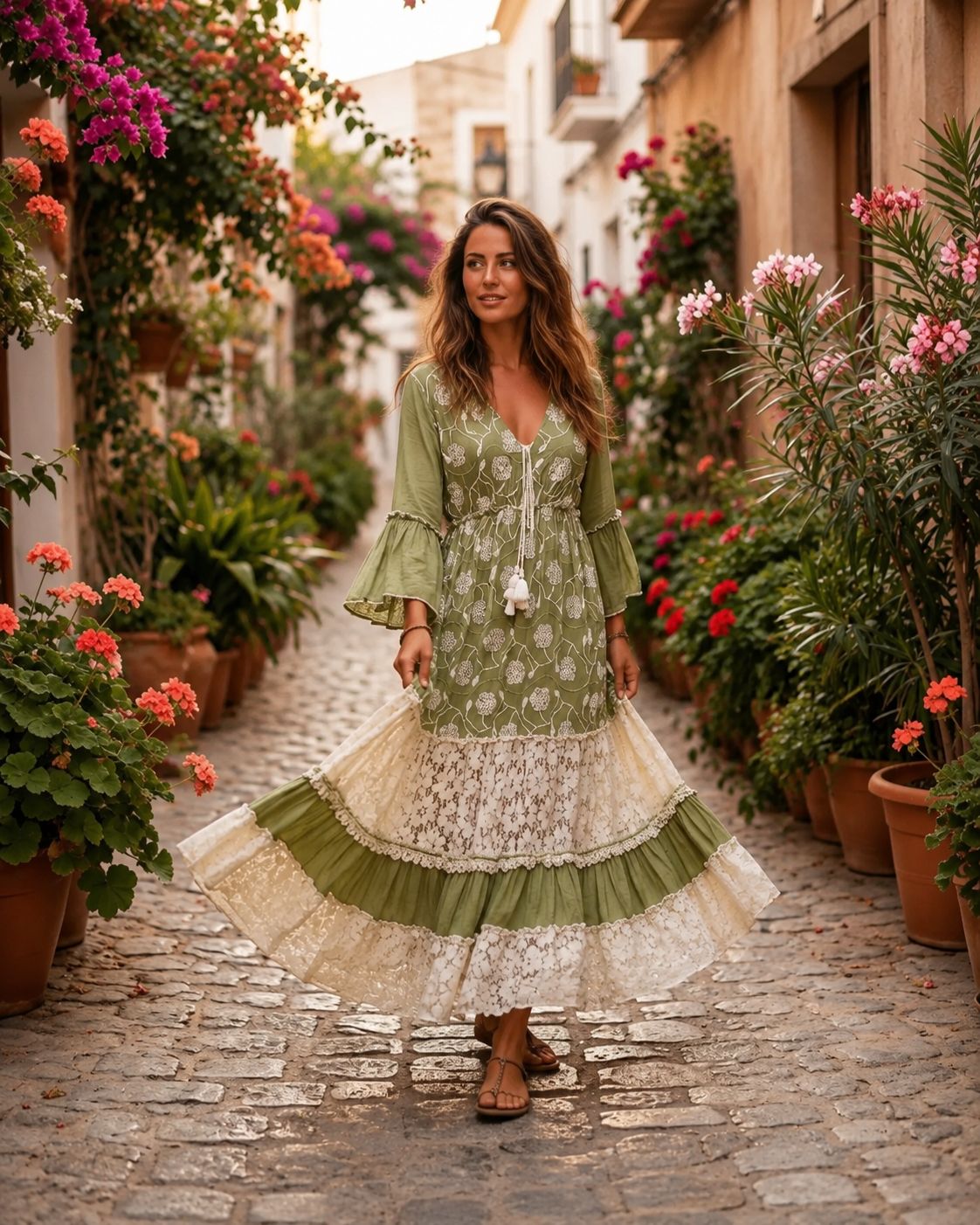 Bohemian Soul – Maxi Dress with Lace and Embroidery | Free and Elegant