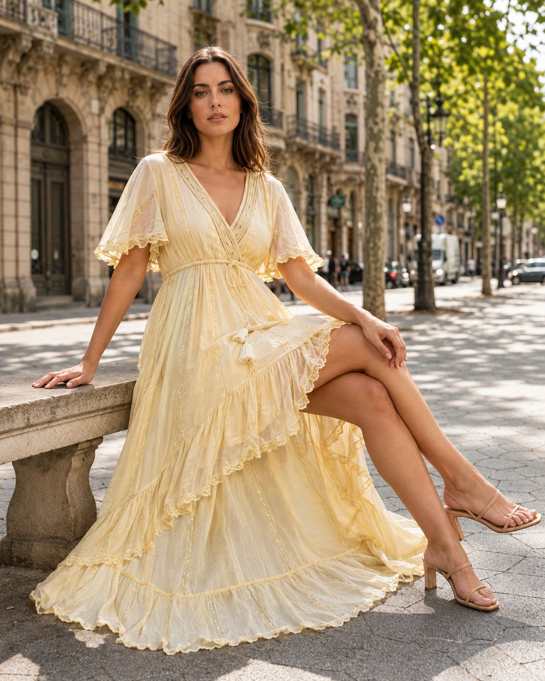 Solara – Vestido Boho Bordado Asimétrico | Colores Vivos de Verano