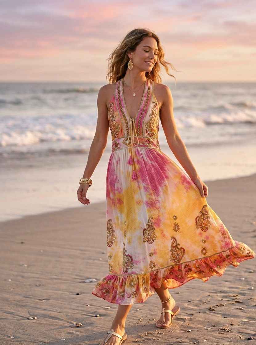 VESTIDOS BOHO DE TIRANTE PARA PLAYA