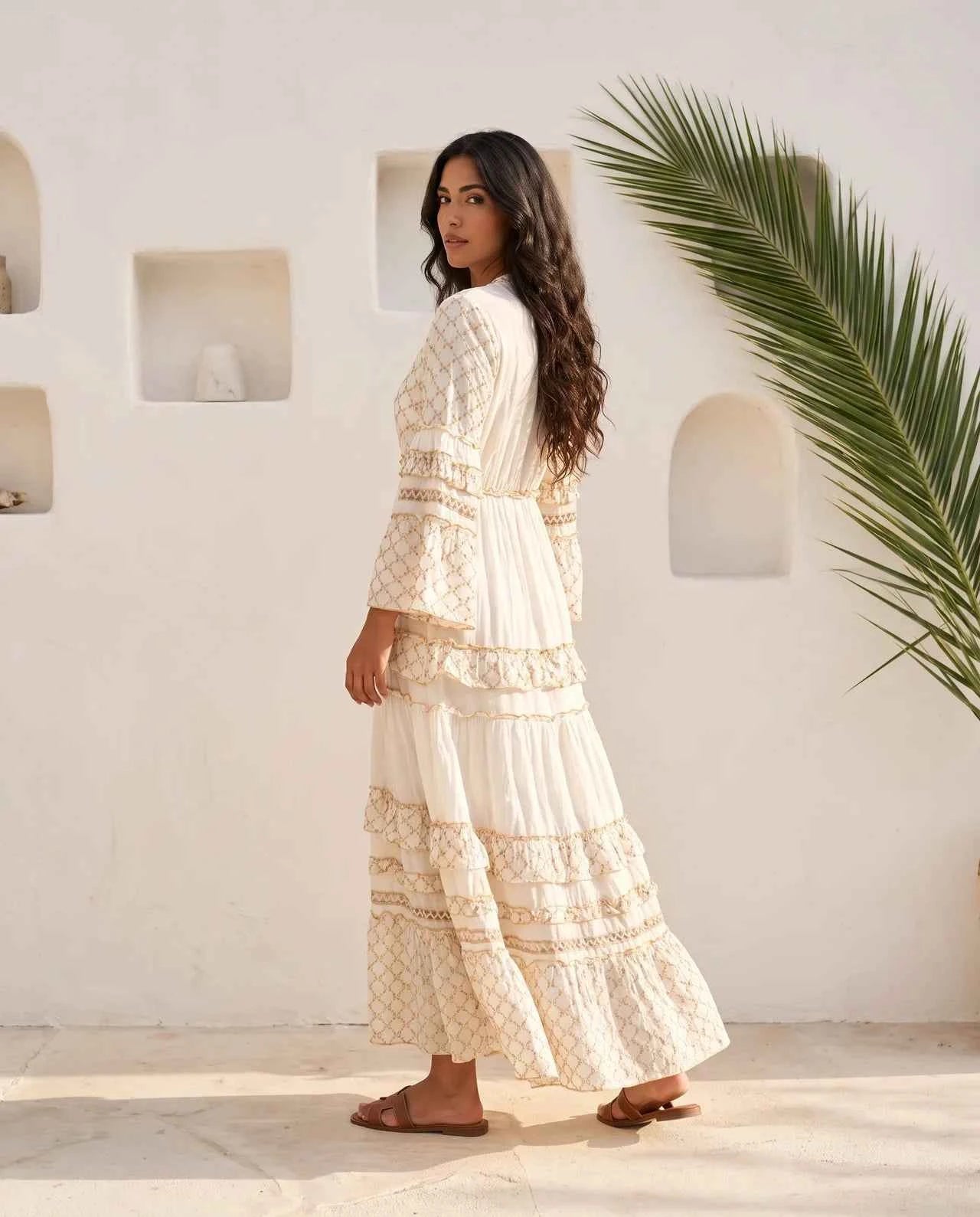 Layan Long Tunic – Luxurious Cotton Tunic Adorned with Handcrafted Embroidery, Delicate Beads, Stones & Sequins