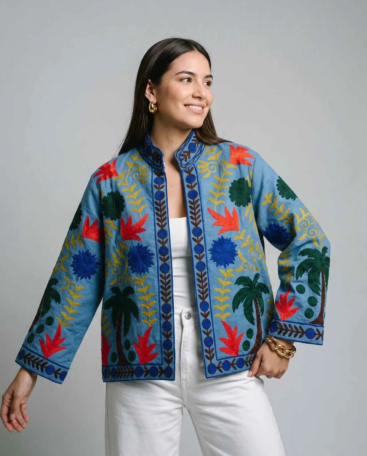 Moomal – Floral Embroidered Cotton Boho Jacket