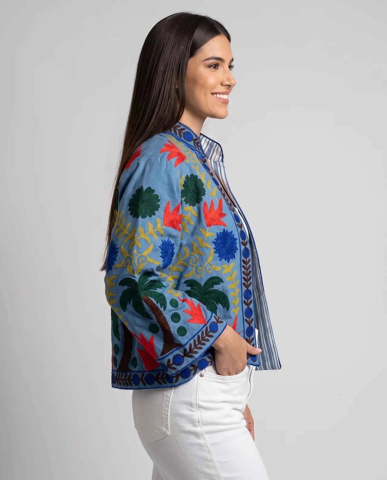 Moomal – Floral Embroidered Cotton Boho Jacket