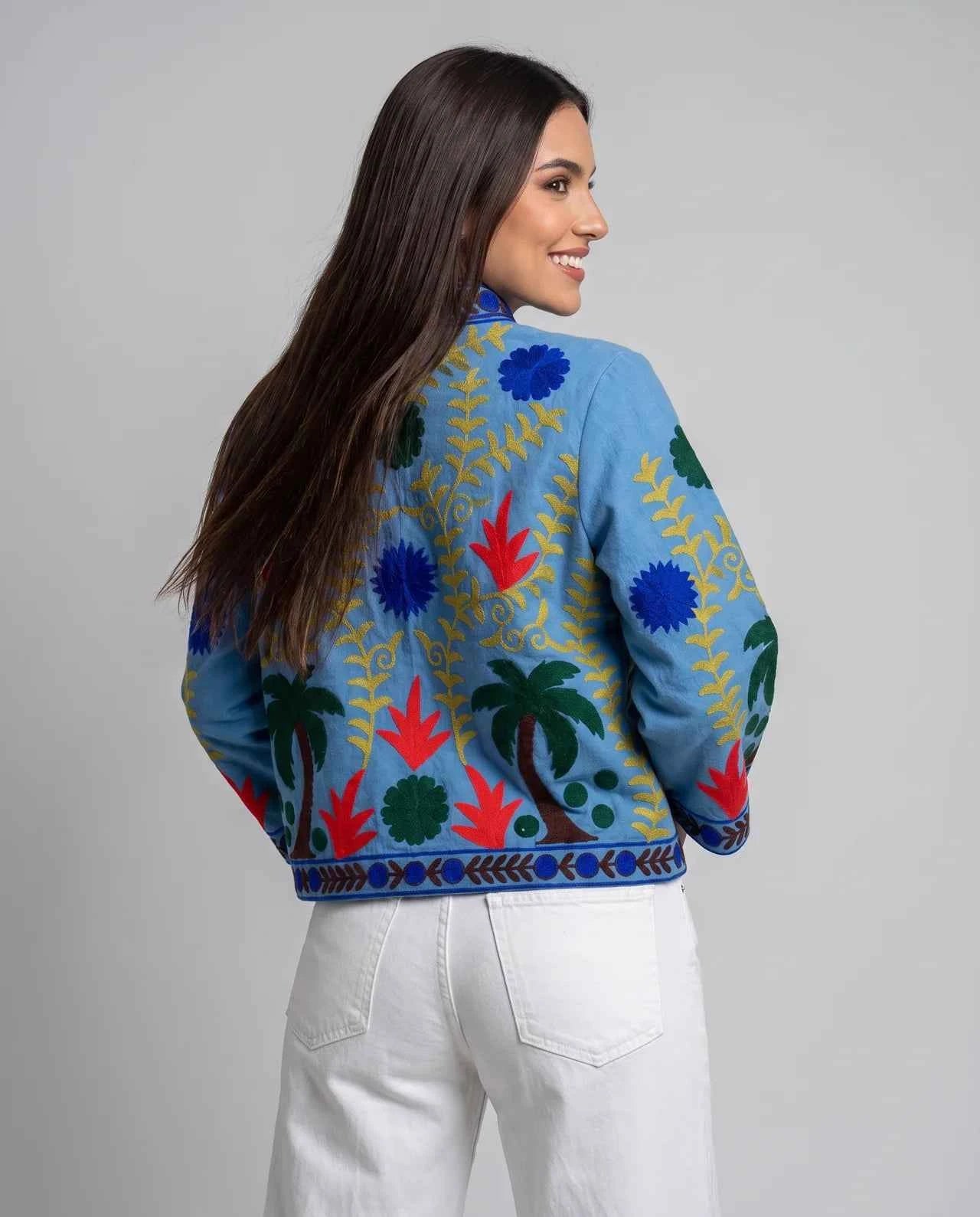 Moomal – Floral Embroidered Cotton Boho Jacket