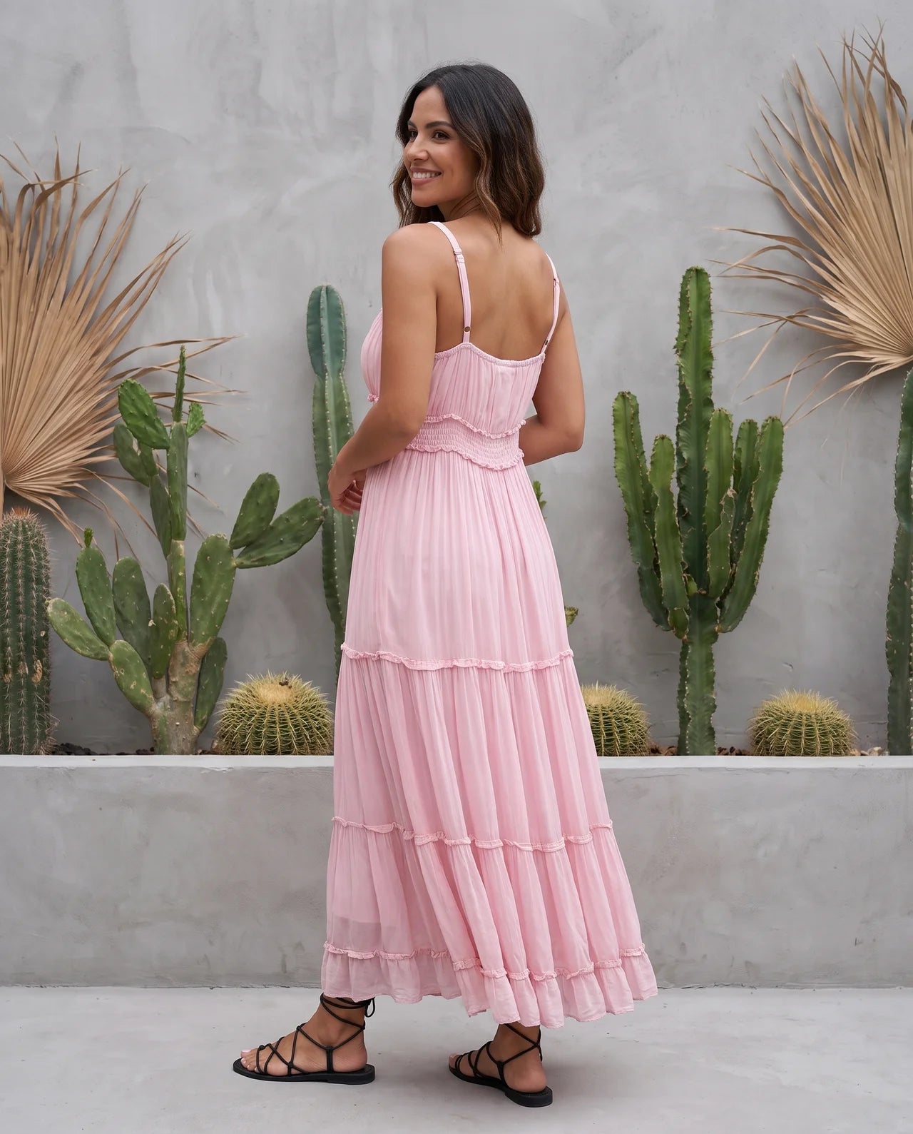 NOUN – Exquisite Viscose Strap Maxi Dress with Intricate Lurex Motifs, Handcrafted Embellishments & Signature Boho Elegance
