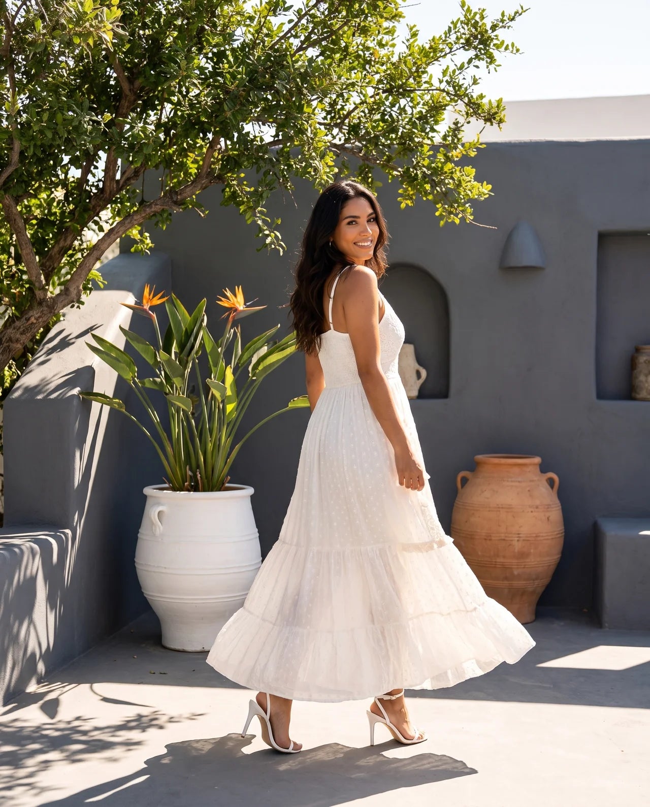Vesa Strap Long Dress – Exquisite Hand-Embroidered Cotton Gown with Timeless Bohemian Elegance