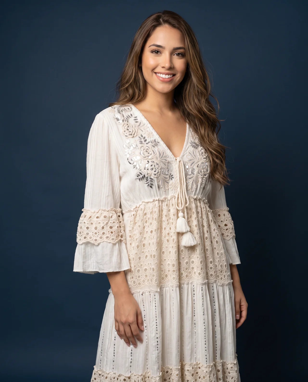 Yale Dress – Luxurious Wool Adorned with Handcrafted Sequins