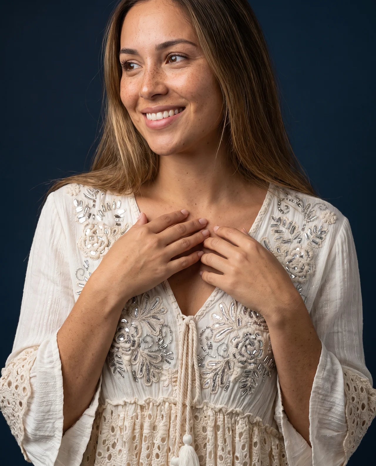 Yale Dress – Luxurious Wool Adorned with Handcrafted Sequins