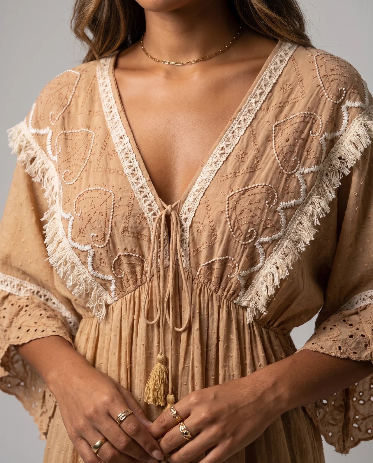 Zaylune – Embroidered Cotton Maxi Dress | Pearl & Lace