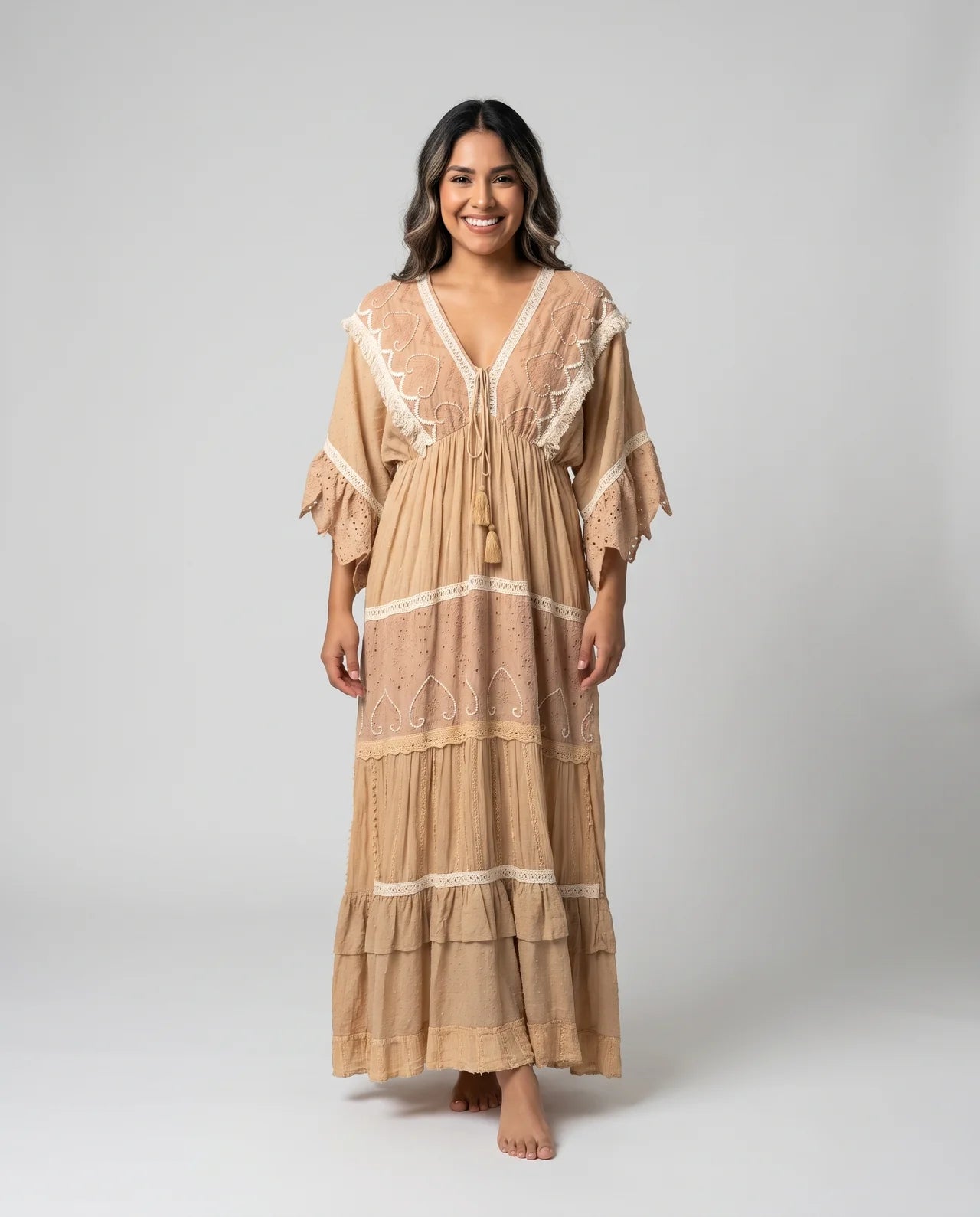 Zaylune – Embroidered Cotton Maxi Dress | Pearl & Lace