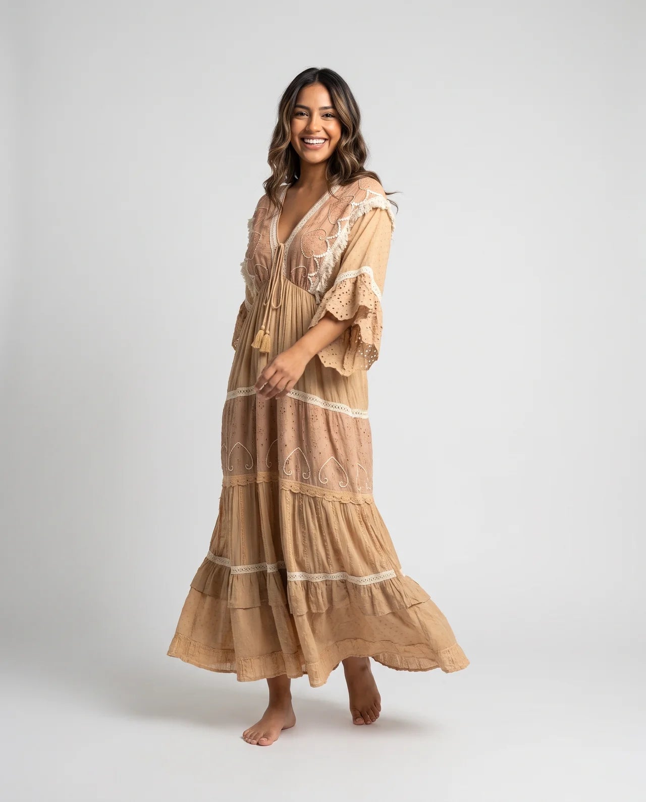 Zaylune – Embroidered Cotton Maxi Dress | Pearl & Lace