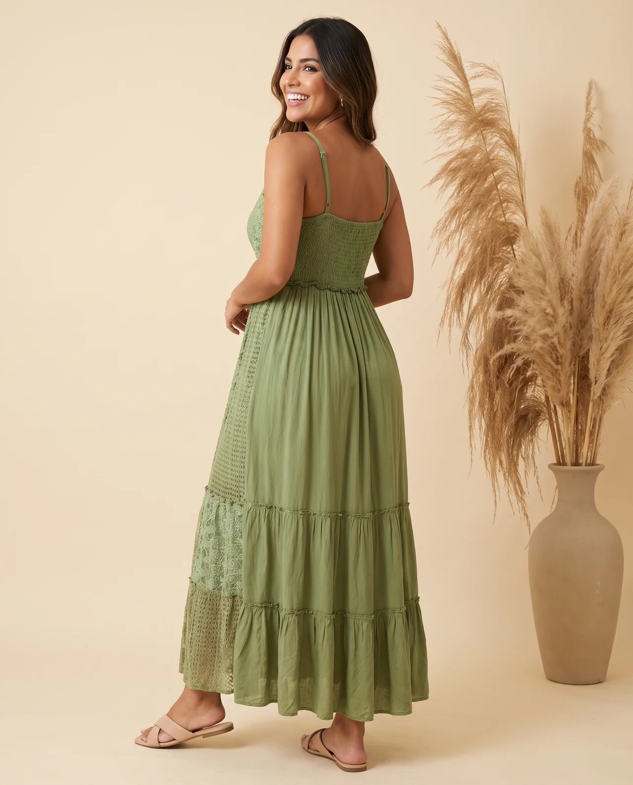 ZAYA – Exquisite Viscose Strap Maxi Dress with Intricate Stonework, Artisan-Inspired Motifs & Flowing Bohemian Silhouette